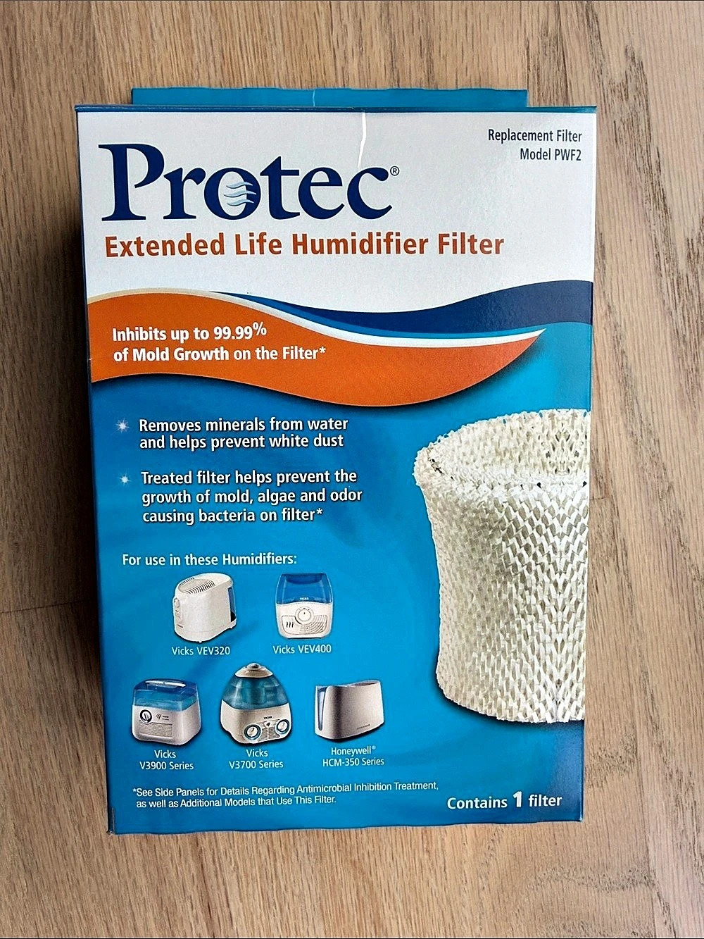 Protec Extended Life Humidifier Filter, Model PWF2 White & Blue